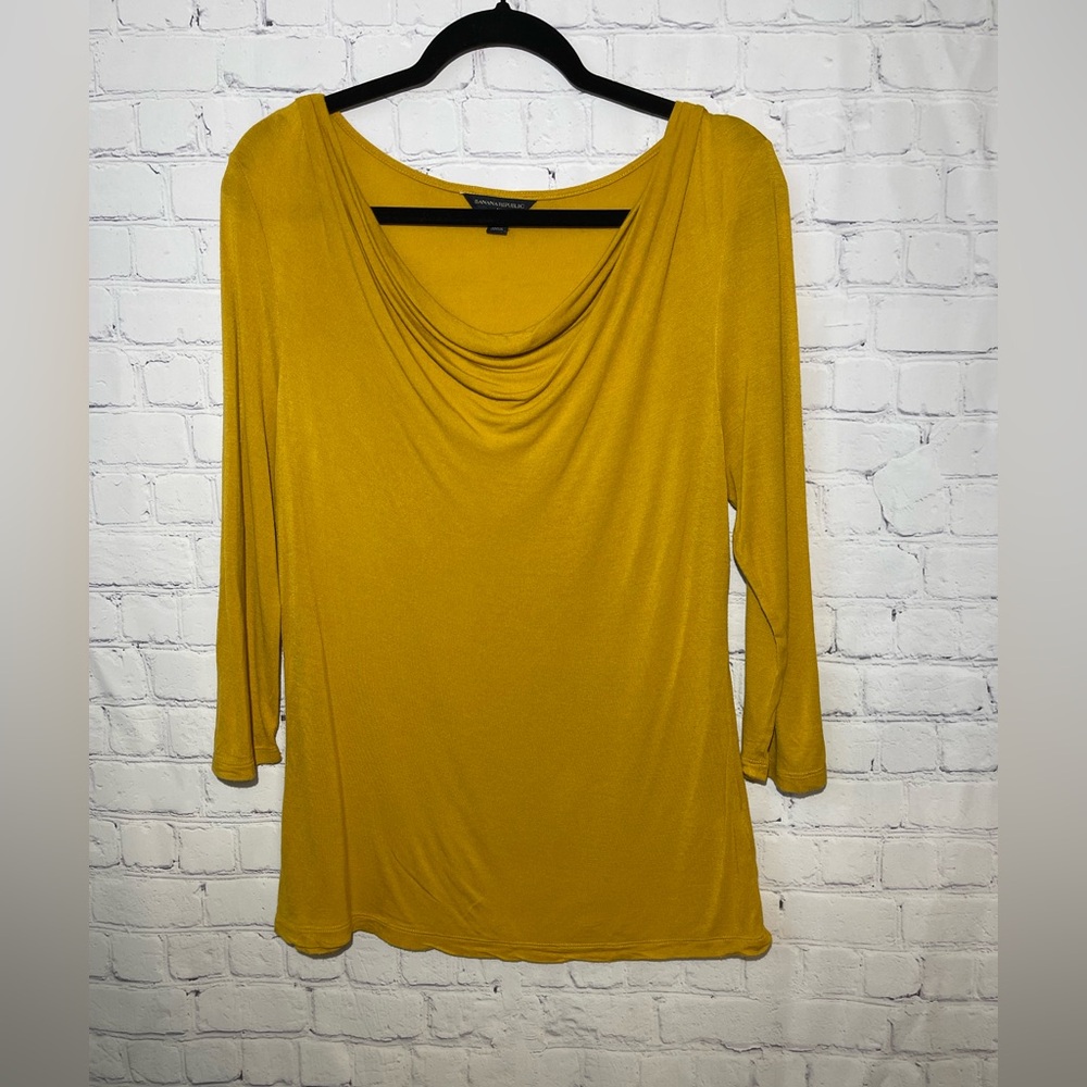 Banana Republic Mustard Yellow Drape Neck Top